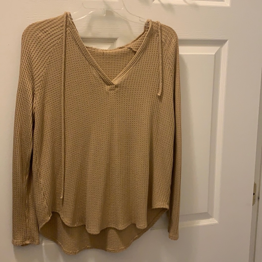 Lightweight, comfy sweater with a hood